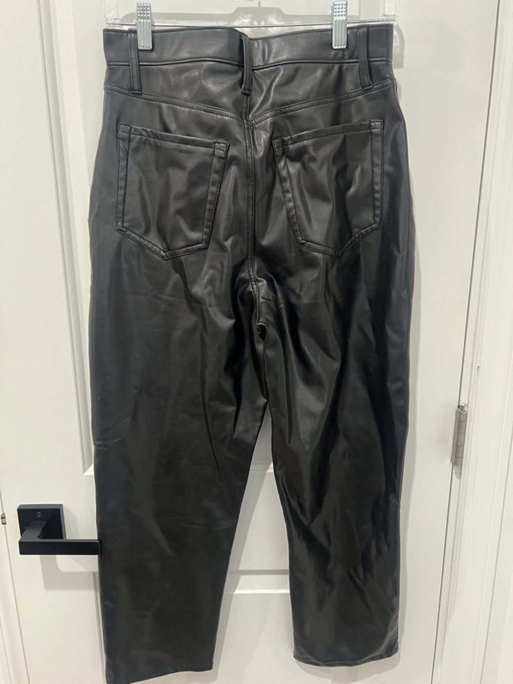 Abercrombie & Fitch Black Vegan Leather Ankle Straight High Rise Pants Size 28 - Picture 5 of 6
